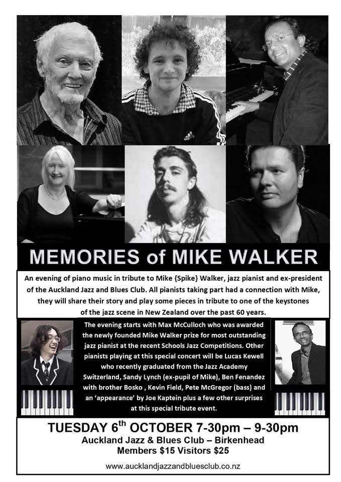 Auckland Jazz & Blues Club - MEMORIES of MIKE WALKER (A Pride of Pianists)